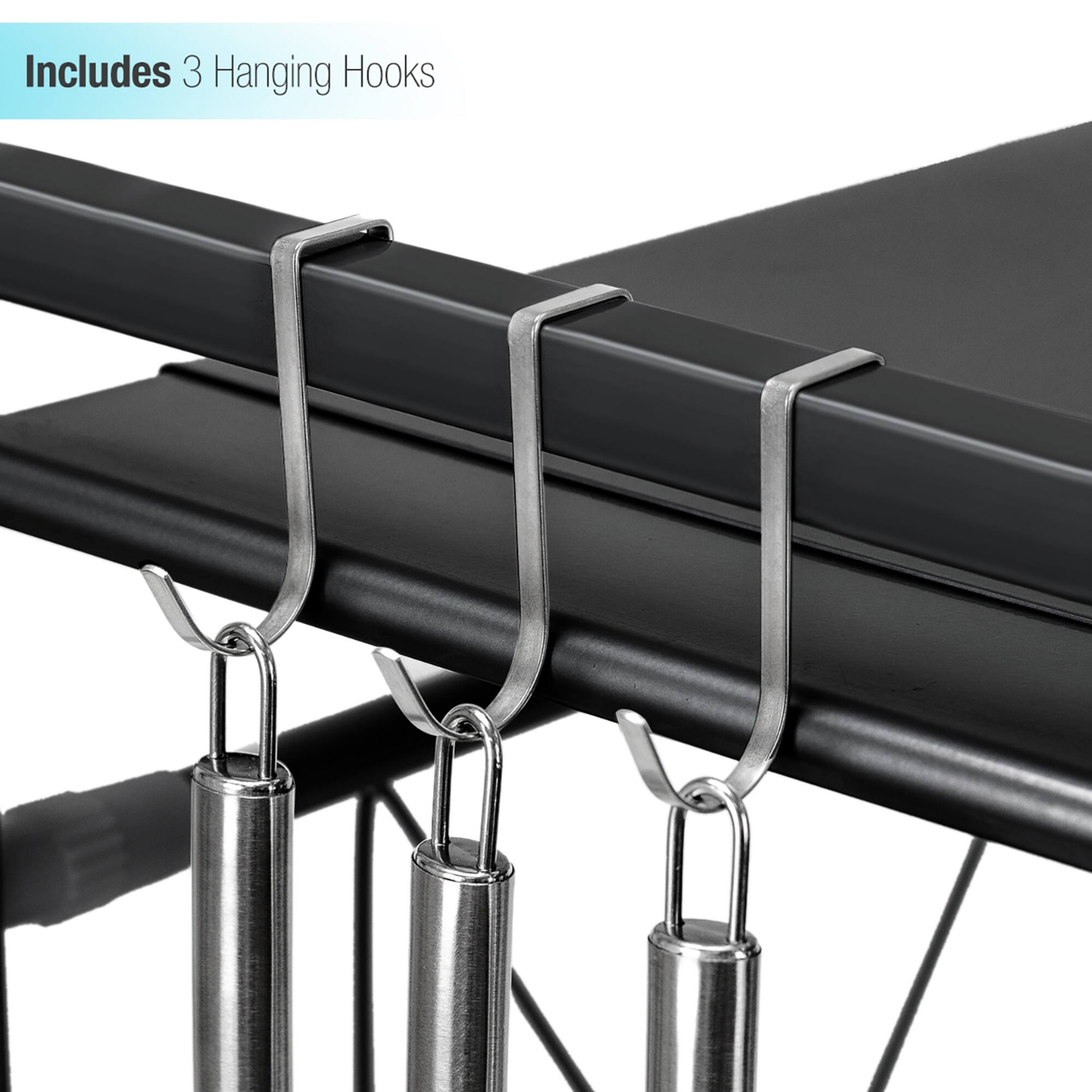 Sorbus 25.5" Expandable Microwave Shelf Rack with Hooks